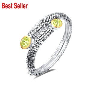 Copper Cuff CZ Bangle Bracelet with Gold and Silver Two Tone Plating